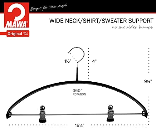 Европейската Нескользящая Метална Закачалка за дрехи Mawa by Reston Lloyd, Гладка Поддръжка на раменете и Регулируеми щипки