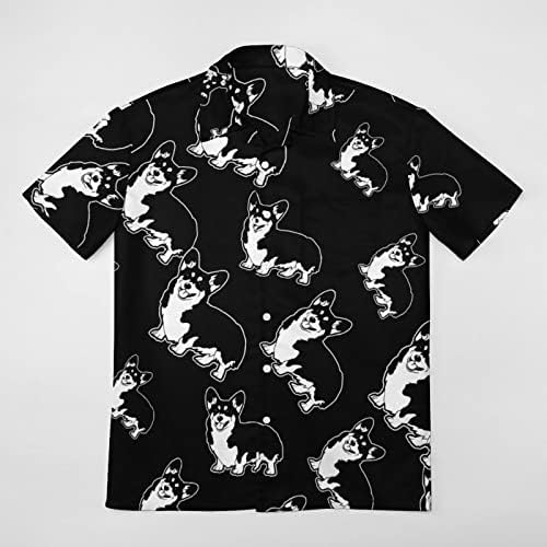 Мъжки Ризи Corgi Куче С Къс ръкав Копчета, Лятна Плажна Риза Обикновена Засаждане, Блузи, Графични Тениски