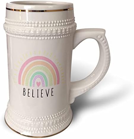 3dRose Believe - Вдъхновяващ дума с розови християнството от сърце. - чаша за стейна на 22 унция (stn-363028-1)
