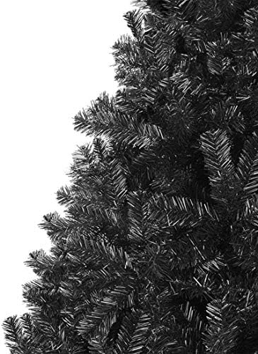 Украса за Изкуствена Коледна елха ZHAOSHUNLI с Ветвящимися Шипове, Сгъваема поставка - Черен (Размер: 120 см)