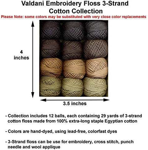 Конци за бродиране Valdani от 3 нишки от памук, с 12 топки, боядисани ръчно, С течение на времето Колекция 2 В