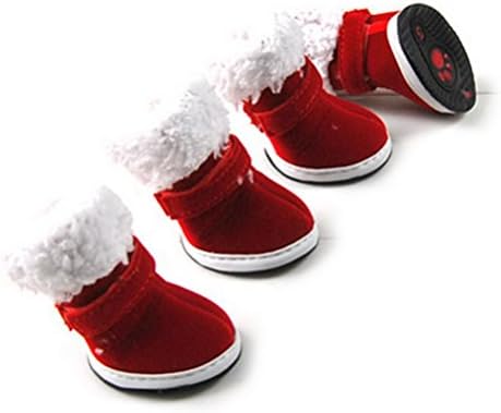 ZUNEA/ устойчива на плъзгане Обувки на дядо коледа за малки кучета, Зимни Обувки за малки Кученца, Топли Маратонки