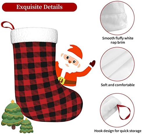 Сладки Коледни Чорапи в Клетка от червено Бъфало, Коледни Украшения за Елхи, Коледни Чорапи за Коледа на Празнични партита,
