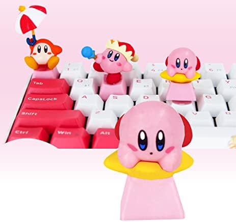 Капачки за комбинации POPKEYY Kirby от Японски аниме Розови Капачки за ключове, Съвместими с превключватели Cherry MX Потребителска