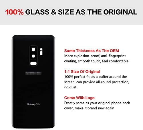 UooFide е Съвместим с Samsung Galaxy S9 + Смяна на стъкло на задната корица на 6,2 инча SM-G965 за всички превозвачи с Ръководството за инсталация + Комплект инструменти за ремонт (п?