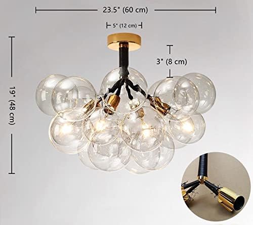 Модерен Тавана Лампа във формата на кълбо BIGMAII с Полузаподлицо Определени географски глобус, Лампа с 4 Лампи, Подвесное