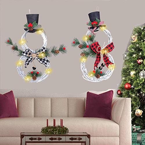 KBREE 圣诞装饰品、圣诞带灯装饰藤圈、花环圣诞树、家庭装饰挂件橱窗道具
