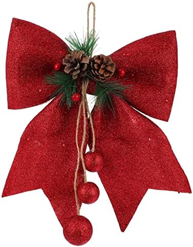 HANABASS 3 Опаковки Коледно Дърво Лък Лък Коледа Topper Сватбен Декор Лък, Гигантски червен Лък Украшение Голям Лък: за Блясък