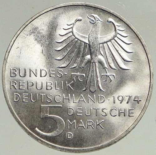 1974 D 5 5 германски марки Немска сребърна монета в чест на Имануел Кант. Велик Философ и мислител от Епохата на Просвещението.