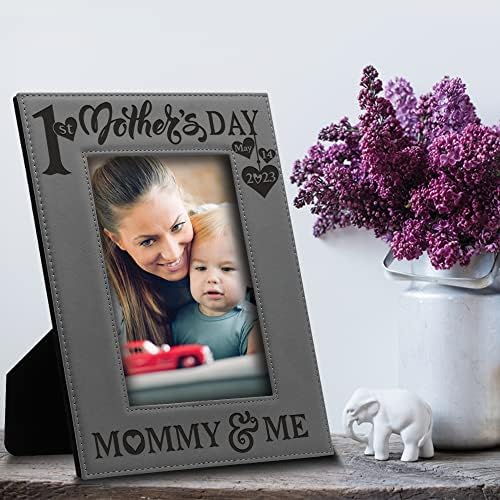 BELLA BUSTA-Първия ден на майка си-Мама и аз-Подарък за 1-ия Ден на майката - Кожена рамка за снимки с надпис (5 x 7 вертикални)