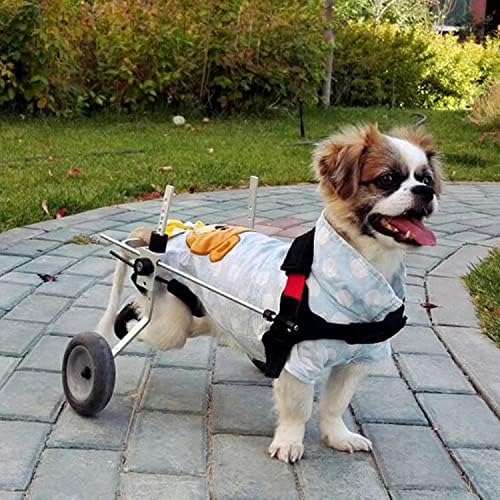 Yacanna Регулируема количка за кучета /Инвалидни колички, Преносим количка за кучета със задните си лапи, помага на Малък домашен любимец с парализирани задни крайниц?