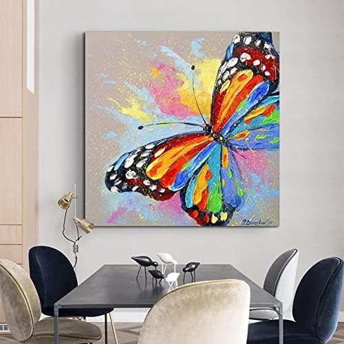 Маслени бои, Детска стая карикатура цветна пеперуда живопис с маслени бои Квадратна Стенни Декоративни Ръчно Рисувани