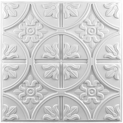 Окачени тавани с дървени плочки Art3d 2x2, Клееная Таван панел, Изтънчен Класически стил в бял цвят