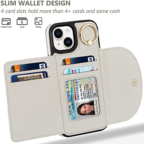 Калъф Keallce за iPhone 14, 6,1 , една чанта-портфейл 2022, Кожен калъф с панти капак и държач за 4 карти,