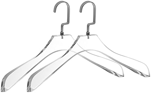 Качествени Прозрачни Акрилни закачалки за костюми от люцитового акрил за тежки условия на работа – 2 опаковки, Извити Стилна
