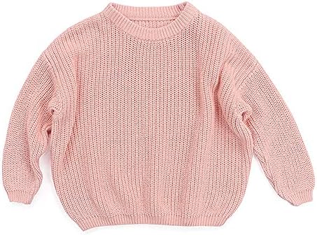 Вязаный Пуловер-Жилетка за Малки Момичета, Плътен Пуловер с Кръгло деколте и Дълъг Ръкав за Малки Деца
