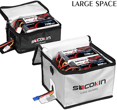 Сигурна чанта за батерията Socokin Lipo Пожароустойчива Взрывозащищенная чанта с голям капацитет за зареждане и съхранение