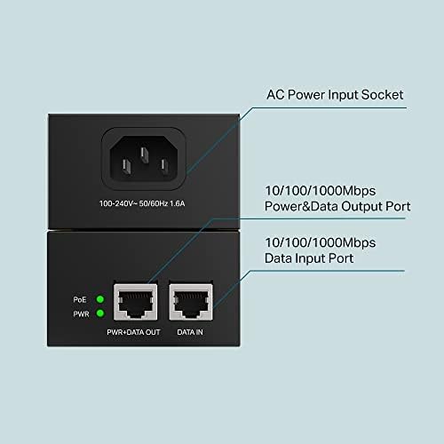 Gigabit PoE-инжектор TP-Link TL-PoE170S 802.3 at/af/бт без свързване на адаптер PoE към PoE осигурява мощност до 60 Вата (PoE++)