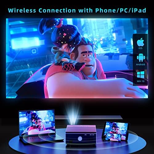 Преносим проектор Oddsea с Wi-Fi, Проектор за домашно кино с разделителна способност от 1080P, 210 Дисплей, 280
