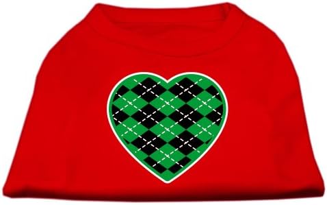 Mirage Стоки за домашни любимци Argyle Сърцето Зелена Тениска С Трафаретным Принтом Червена Мед (12)
