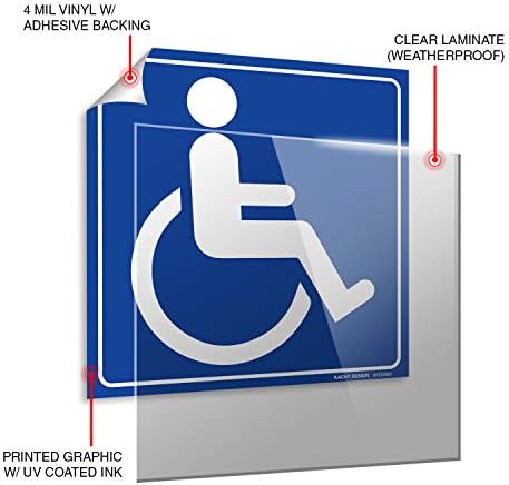 (Комплект от 4) Стикер с надпис за ползватели на инвалидни колички, 6 x 6 - Издръжлив самоклеящийся винил Ламиниран 4 Mils - Устойчив на избледняване и надраскване стъкло