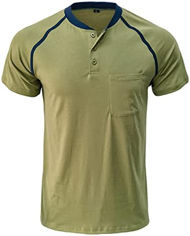 Мъжки тениски, Хенли PICKLION с Къс ръкав и Копчета, Обикновена Памучни Тениски с Нагрудным джоб