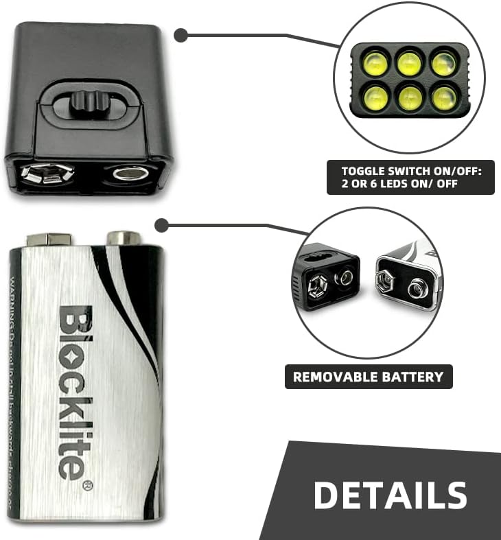 Led фенерче BLOCKLITE, 2 опаковки, компактен за лесно съхранение, многоцелеви, време на работа над 60 часа, 60 лумена,
