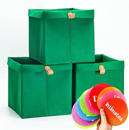 MILILOVE 3 бр. Филцови кошница за съхранение на 9x9x10 инча Куб, Текстилен кутия за съхранение на тъкани, Сгъваема