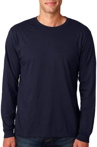 Модерна Мъжка тениска от памук Anvil Ringspun с дълъг ръкав, Облегающая фигура