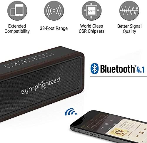 Безжична Портативна колона Symphonized NXT 2.0 Bluetooth, аудио плеър с две драйвери, AUX кабел в комплекта за кабелна слушане,