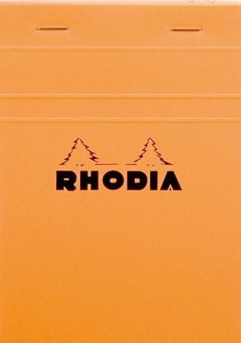 Бележник от милиметрова хартия Rhodia Classic в скрепленном штапелем корици - Оранжев, черно-бяла опаковка по 3 броя (№ 16)