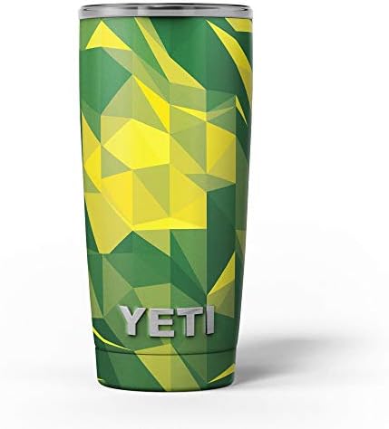Дизайн на Зелени и жълти геометрични фигури Skinz - Набор от винил оберток със стикери върху кожата, Съвместим с бокалами Yeti Rambler Cooler Tumbler