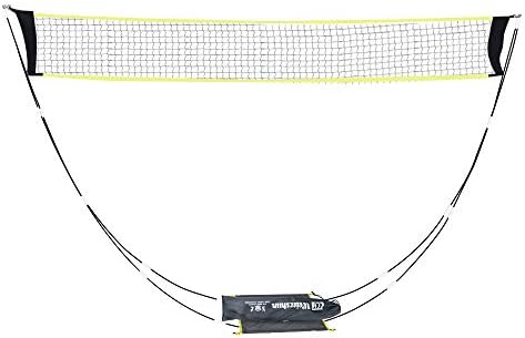 Преносима мрежа за бадминтон KIKILIVE Weiershun с чанта за носене на стойка, Сгъваема метална мрежа за волейбол, тенис и бадминтон – Лесна настройка за улична/вътрешен корт