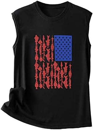 На 4 юли, Върховете на Бретелях за жени, Тениски Без ръкави, с кръгло деколте, Американския Флаг на Звезди и Ленти, Вратовръзка-Боя