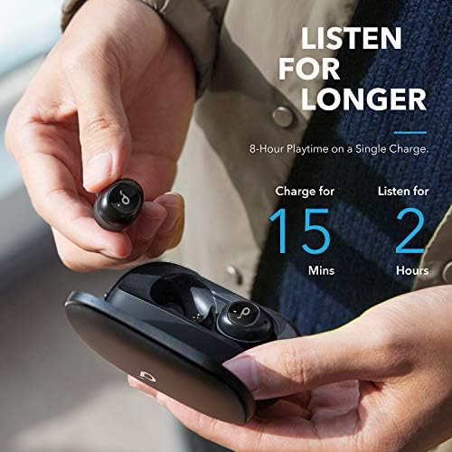 Безжични слушалки Soundcore Liberty True, 100 часа възпроизвеждане, Графит звук, Бързо зареждане, по-надеждна засаждане, Bluetooth