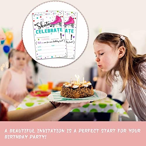 Покани за рожден ден от TIRYWT на ролкови кънки в пликове (20 броя), 4 x 6 в стил Нека да караш, покани за рожден ден
