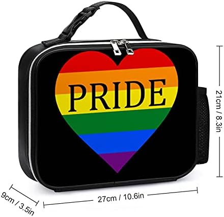 FunnyStar Gay Pride Love Heart Здрава Кожена Обяд-Бокс Контейнер За Храна Чанта-Тоут със Сваляема Дръжка С Ключалка За Офис