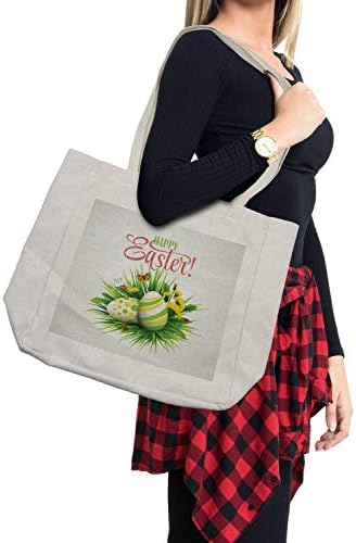 Великден чанта за пазаруване Ambesonne Пролетна Зеленина с участието на лабиринт мишка и пеперуди, Дългогодишна чанта за Еднократна