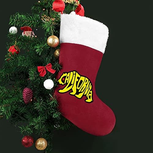 Калифорнийски Мечка Забавен Коледен Отглеждане с Къси Плюшени Белезници Коледни Чорапи за Окачване на Камината Семейно