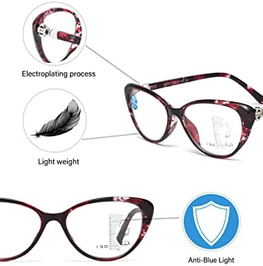 YIJIA-YOUNG Cat Eye Прогресивно Мультифокальные Очила за четене за жени, Блокиране на Синята Светлина, за