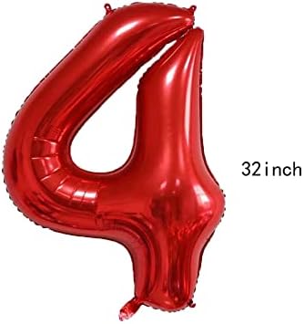 Украса на Супергерой спайдър-на 4-ти рожден ден, Червени балони с номер 4 32 Инча | Балони на Рожден Ден на Човек-Паяк