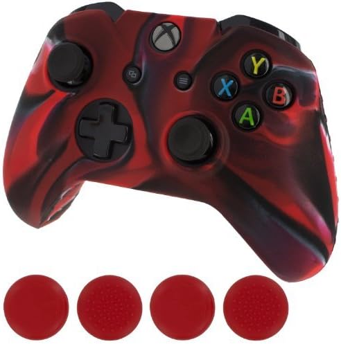 Преносим Гъвкав Нов Силиконов калъф-хастар за контролер и бутони за контрол за Xbox One (камуфляжный Червено-черен) Цвят Камуфляжный Червено-черна Магазин на потребит?