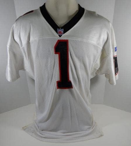 1996 Атланта Соколи Джеф Джордж №1, Издаден По бяла Тениска DP06935 - Използваните тениски За игри NFL Без подпис