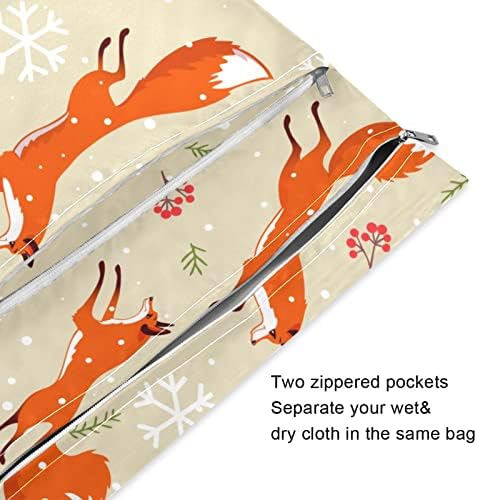 pnyoin 2 бр. Влажна, Суха чанта Gorgeous Foxs Водоустойчив Многократна употреба Бебешки Тъкани Чанти за Памперси