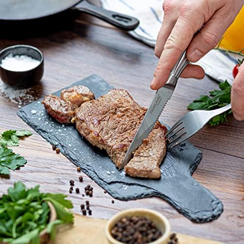 Комплект кухненски ножове за стек nuovva - Ножове за стек с зазубренной кант - Комплект от 4 здрави ножове за стек от неръждаема