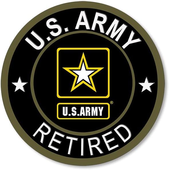 Кръгъл Стикер на Армията на САЩ в оставка (Военна Стикер с Винил печат Ветеран-Ветеринарен лекар за Автомобили, камиони, лаптопи (4 x 4 инча)