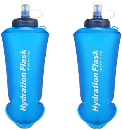Baitoo Мека Сгъваема бутилка за вода от TPU, 2 опаковки от 500 мл, не съдържат Бисфенол А, Сгъваема Колба за Хидратация, Сгъваема Бутилка за вода За Джогинг, Пешеходен туриз