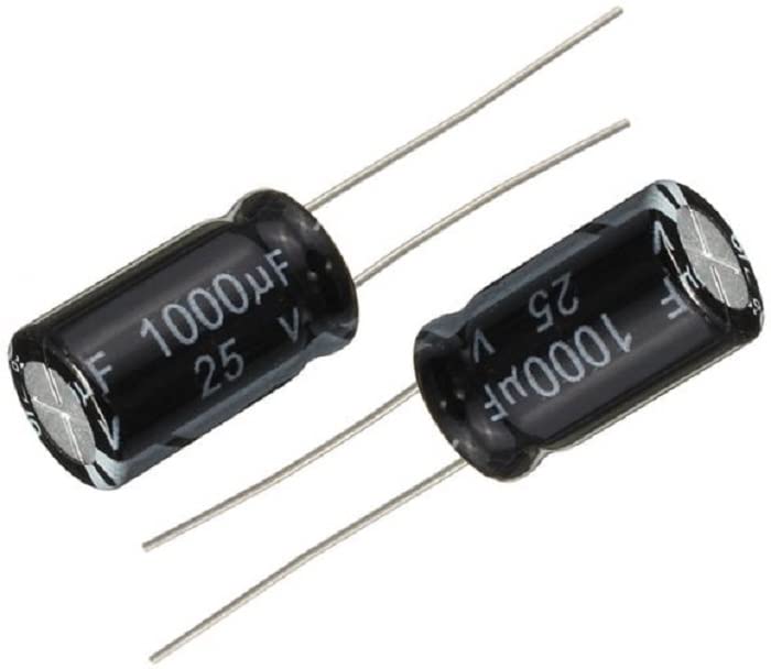 Електролитни кондензатори 1000 uf, 25 (10x17 мм), с диапазон на работна температура от -40°C до 105°C (5 броя в опаковка)