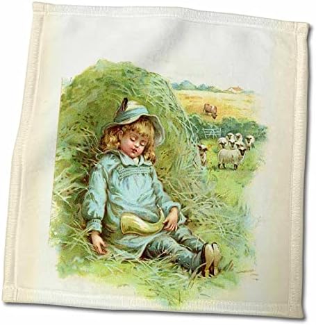 3dRose Florene Детска рисунка - Кърпи за малко момче, Син на цвят, с овечками (twl-39595-1)