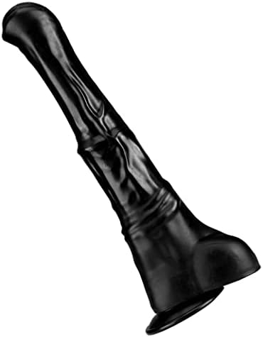Реалистичен Дебел Вибратор под формата на Коне, 15-инчов Огромен Черен Вибратор под Формата на Животински,